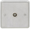 Picture of Eurolite Socket 1 Gang TV Outlet White Insert 86x86x7mm Satin Stainless Steel | SSS1TVW