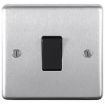 Picture of Eurolite Switch 1 Gang DP Black Insert 20A 86x86x7mm Satin Stainless Steel | SSS20ASWB