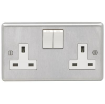 Picture of Eurolite Socket 2 Gang DP Switched White Insert 13A 146x86x7mm Satin Stainless Steel | SSS2SOW