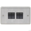 Picture of Eurolite Switch 4 Gang 2 Way Black Insert 10A 146x86x7mm Satin Stainless Steel | SSS4SWB