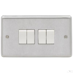 Picture of Eurolite Switch 4 Gang 2 Way White Insert 10A 146x86x7mm Satin Stainless Steel | SSS4SWW