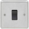 Picture of Eurolite Switch 1 Gang Intermediate Black Insert 20A 86x86x7mm Satin Stainless Steel | SSSINTB