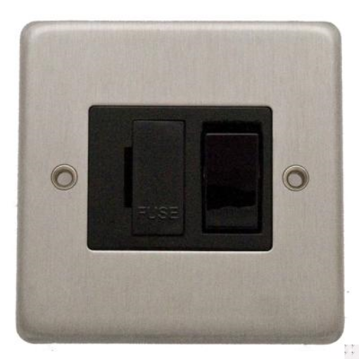 Picture of Eurolite Connection Unit Fused DP Switched Black Insert 13A 86x86x7mm Satin Stainless Steel | SSSSWFB