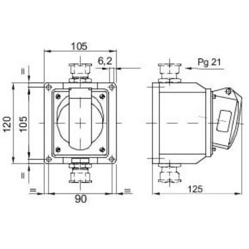 Picture of Gewiss UK Socket Low Voltage Angled Surface 2P+E 32A 220V | GW62415