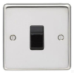 Picture of Eurolite Switch 1 Gang Intermediate Black Insert 20A 86x86x7mm Polished Stainless Steel | PSSINTB