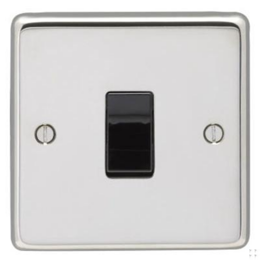 Picture of Eurolite Switch 1 Gang Intermediate Black Insert 20A 86x86x7mm Polished Stainless Steel | PSSINTB