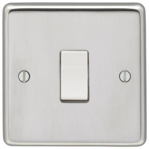 Picture of Eurolite Switch 1 Gang Intermediate White Insert 20A 86x86x7mm Polished Stainless Steel | PSSINTW