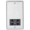 Picture of Eurolite Shaver Socket 2 Gang Dual Voltage Black Insert 86x146x7mm Polished Stainless Steel | PSSSHSB