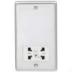 Picture of Eurolite Shaver Socket 2 Gang Dual Voltage White Insert 86x146x7mm Polished Stainless Steel | PSSSHSW