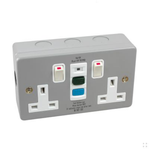 Picture of Axiom W Socket Twin RCD Switched Metal Clad | RCDMSSK2