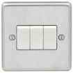 Picture of Eurolite Switch 3 Gang 2 Way White Insert 10A 86x86x7mm Satin Stainless Steel | SSS3SWW