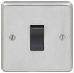 Picture of Eurolite Switch 1 Gang 2 Way Black Insert 10A 86x86x7mm Satin Stainless Steel | SSS1SWB