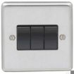 Picture of Eurolite Switch 3 Gang 2 Way Black Insert 10A 86x86x7mm Satin Stainless Steel | SSS3SWB