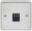 Picture of Eurolite Socket 1 Gang Telephone Master Black Insert 86x86x7mm Satin Stainless Steel | SSS1MB