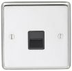 Picture of Eurolite Socket 1 Gang Telephone Master Black Insert 86x86x7mm Polished Stainless Steel | PSS1MB