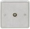 Picture of Eurolite Socket 1 Gang TV Outlet White Insert 86x86x7mm Satin Stainless Steel | SSS1TVW