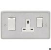 Picture of Eurolite Cooker Control Unit 2 Gang DP Switch & Socket White Insert 45A 146x86x7mm Satin Stainless Steel | SSS45ASWASW