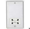 Picture of Eurolite Shaver Socket 2 Gang Dual Voltage White Insert 86x146x7mm Polished Stainless Steel | PSSSHSW