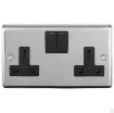 Picture of Eurolite Socket 2 Gang DP Switched Black Insert 13A 146x86x7mm Polished Stainless Steel | PSS2SOB