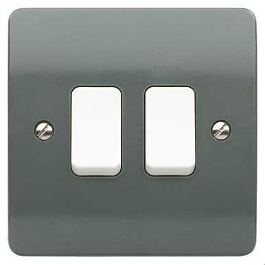 MK Electric Plate Switch 2 Gang 2 Way SP White Rocker Logic Plus 10A ...