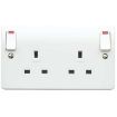 Picture of MK Electric Socket 2 Gang Switched DP Dual Earth Neon Outboard Rocker Logic Plus 13A White | K2476WHI