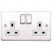 Picture of MK Electric Socket 2 Gang Switched DP Dual Earth White Inserts MK Edge 13A White | K14347WHIW