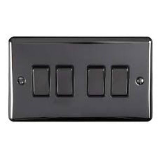 Picture of Axiom Raised Decorative 10Amp 4 Gang 2 Way Switch Black Nickel