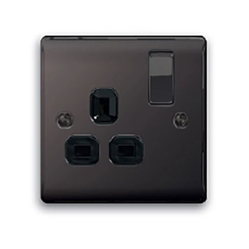 Picture of Axiom Raised Decorative 13Amp 1 Gang Switched Socket Black Nickel