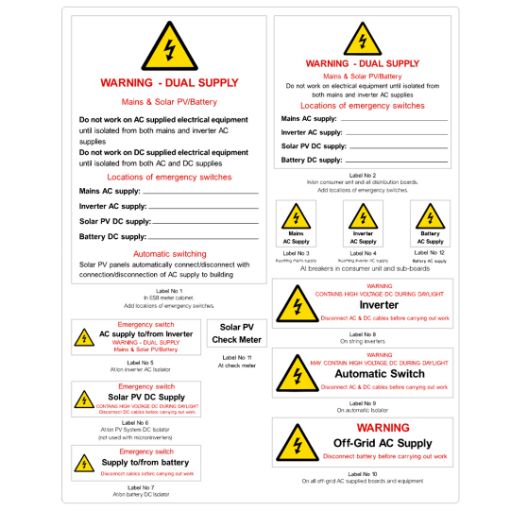 Picture of Set of SEAI compliant PV Warning Labels