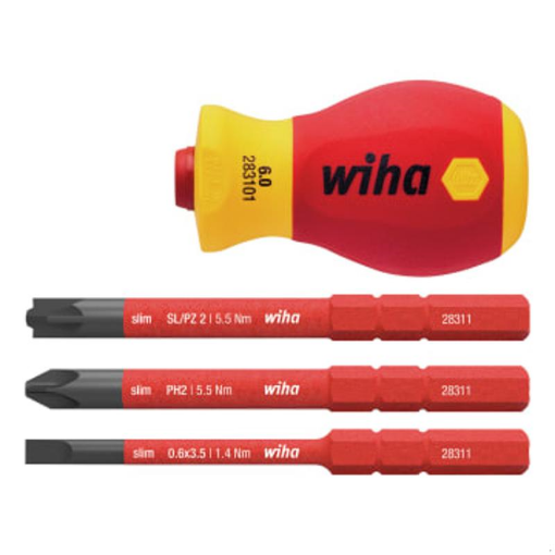 Picture of Wiha WHA41230 SoftFinish® electric slimVario Stubby Screwdriver Set, 4 Piece