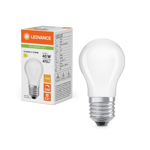 Picture of LEDVANCE PERFORMANCE CLASS CLASSIC P GLFR 40 DIM  3,4W/827 E27