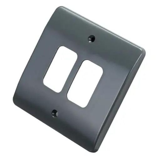 Picture of MK - Grid Plus 2 Gang Grid Front Plate Grey
