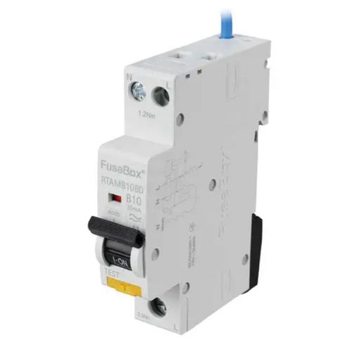 Picture of Fusebox - 10A 1P+N 1 Module Bidirectional B Curve 6kA 30mA Type A Mini RCBO