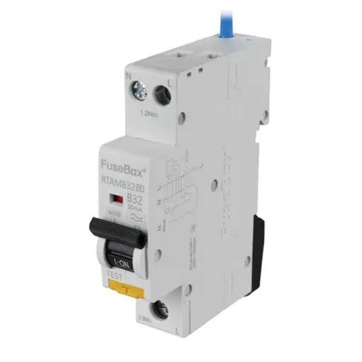 Picture of Fusebox - 32A 1P+N 1 Module Bidirectional B Curve 6kA 30mA Type A Mini RCBO