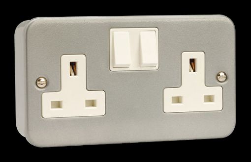 Picture of CLICK ESSENTIALS Metal Clad 13A 2 Gang Double Pole Switched Socket Outlet