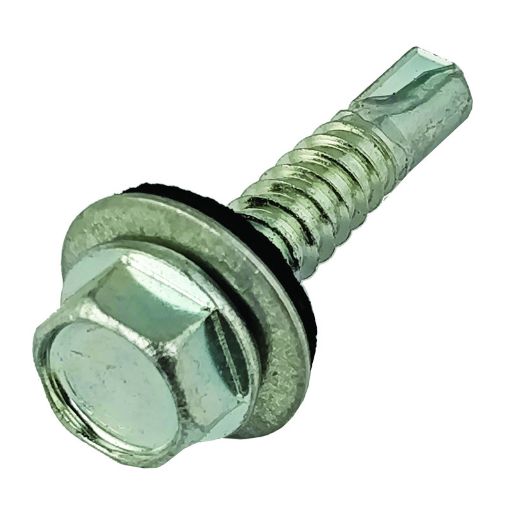Picture of Olympic Fixings 6.3 X 32 Hexagon Head Washered Self Drill Screw BZP - Light Section 100 Pcs