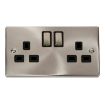 Picture of Click Deco Satin Chrome 13A Ingot 2 Gang Double Pole Switched Socket Outlet Victorian Black