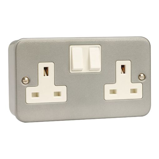 Picture of Click Essentials Metal Clad 13A 2 Gang Double Pole Switched Socket Outlet