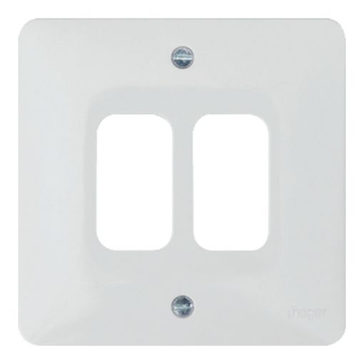 Picture of Hager 2 Gang White Grid Plate