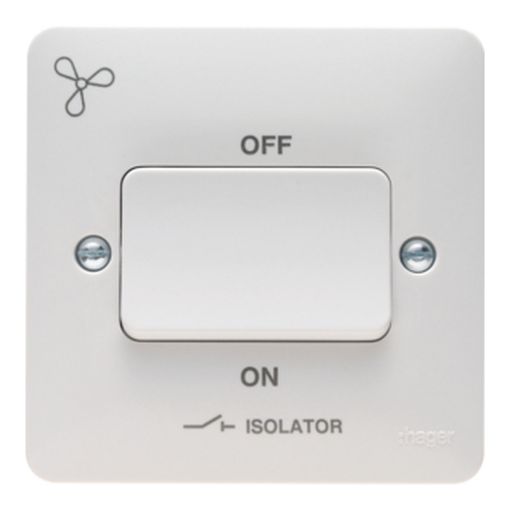 Picture of Hager 3 Pole White Isolator Switch with 'FAN' Symbol