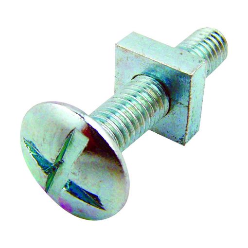 Picture of Olympic Fixings M6 X 25 Mushroom Head Cross Slotted Roofing Nuts & Bolts BZP 200 Pcs