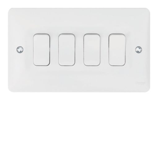 Picture of Hager 10AX 4 Gang 2 Way White Wall Switch
