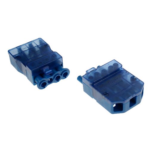 Picture of Click Flow Blue 250V~ 20A 4 Pole Complete (Fast-Fit Cable Clamps) Connector