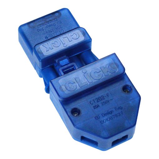 Picture of Click Flow Blue 250V~ 20A 4 Pole Complete (Screw Cable Clamps) Connector