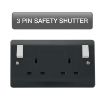 Picture of Click Part M 13A 2 Gang Double Pole Switched Safety Shutter Socket Outlet With Outboard Rockers Anthracite Grey