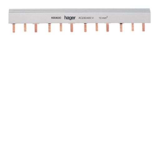 Picture of Hager 63A 3 Pole Insulated Busbar Prong: 10mm² 24M