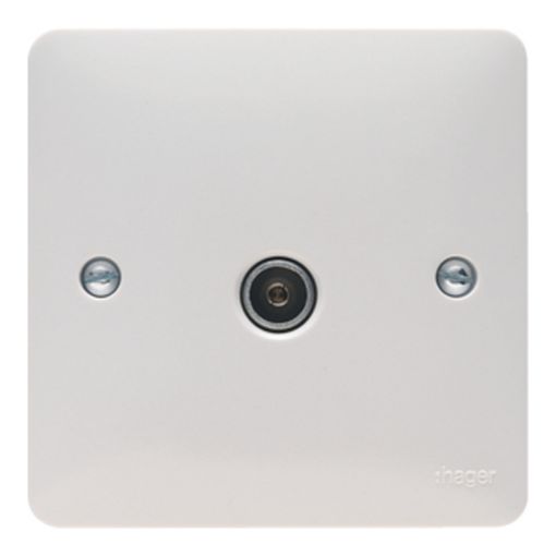 Picture of Hager Single White Co-ax TV Socket Outlet: Female