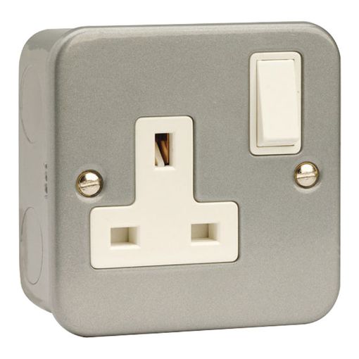 Picture of Click Essentials Metal Clad 13A 1 Gang Double Pole Switched Socket Outlet