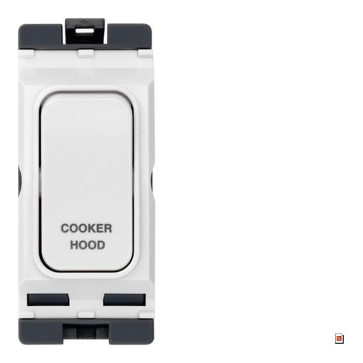 Picture of Hager 20A Part M 1 Way Double Pole White Insert Switch Marked 'COOKER HOOD'
