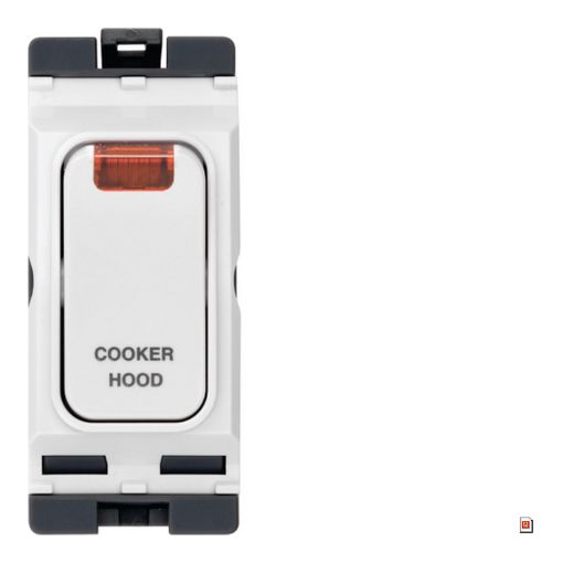 Picture of Hager 20A Part M 1 Way Double Pole White Switch with LED Indicator with 'COOKER HOOD'